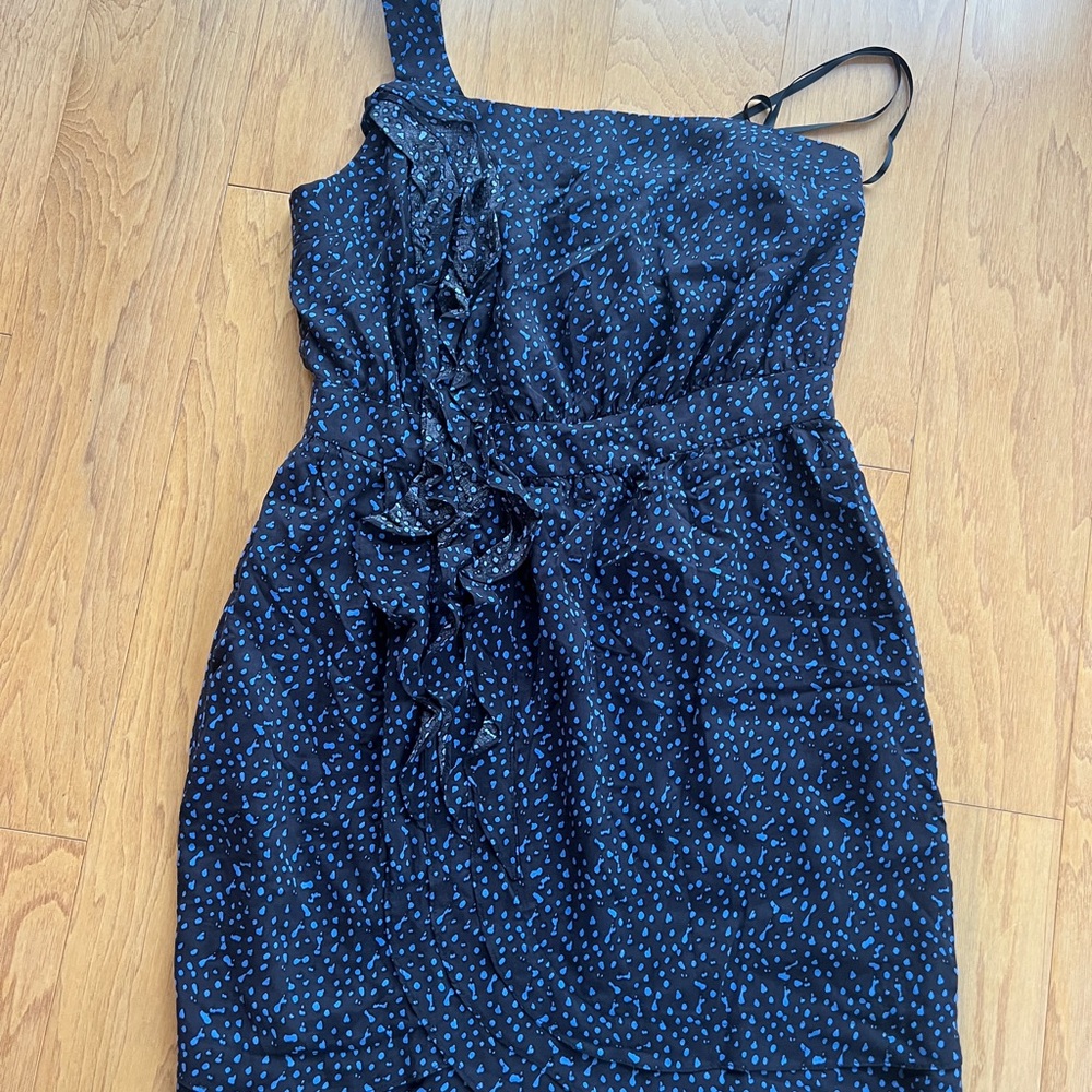 BCBGeneration One Shoulder Dress in Blue and Black